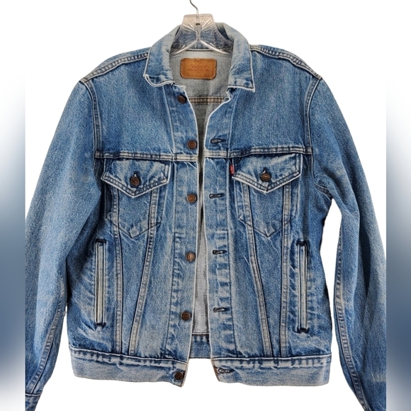 VTG Levis Trucker Denim Jacket Wmn 18 M Blue Jean Bomber USA Made 70506 0217 - Picture 5 of 16